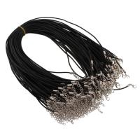 Moda Ogrlica Cord, kožna kabel, cink legura jastog kopča, crn, 2mm, Dužina Približno 16.5 inčni, 100pramenovi/Torba, Prodano By Torba