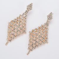 Strass Earring, Zinc Alloy, roestvrij staal oorbel bericht, plated, voor vrouw & met strass, meer kleuren voor de keuze, lood en cadmium vrij, 30x70mm, Verkocht door pair