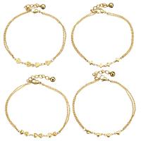 Roestvrij staal armbanden, met 1.5Inch extender keten, gold plated, met bell & ovale keten & verschillende stijlen voor de keuze & voor vrouw & 2-strengs, 6-12.5x4-7mm, 1.5mm, Lengte Ca 8 inch, 5strengen/Lot, Verkocht door Lot