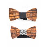 Bow Tie Wood with paper box & PU Leather & Elastic Thread Bowknot & for man Sold By PC