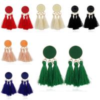 Fashion Fringe Oorbellen, Zinc Alloy, met Katoenen koord, gold plated, voor vrouw & glazuur, meer kleuren voor de keuze, nikkel, lood en cadmium vrij, 28x70mm, Verkocht door pair