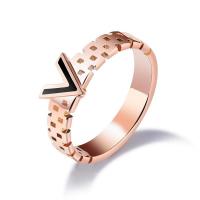 Enamel Stainless Steel Finger Ring rose gold color plated & for woman lead & cadmium free 7mm 4mm Sold By PC