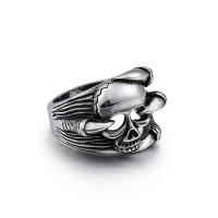 Titanium Staal Finger Ring, Schedel, verschillende grootte voor keus & voor de mens & zwart maken, 26x22mm, 6mm, Verkocht door PC