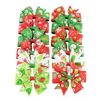 Weihnachts-Haar-Clip, Ripsband, mit Polyester & Eisen, Schleife, Platinfarbe platiniert, für Kinder & Weihnachtsschmuck & verschiedene Muster für Wahl, 80x80mm, 46mm, 10PCs/Menge, verkauft von Menge