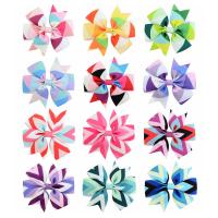 Alligator Hair Clip Grosgrain Ribbon with Polyester & Iron Bowknot platinum color plated for children 46mm Sold By Lot