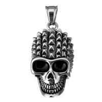 Acciaio inossidabile Skull Ciondoli, acciaio inox, Teschio, Gioielli Halloween & Annerire, 23x45x14mm, Foro:Appross. 7.1x9.6mm, Venduto da PC