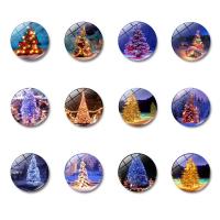 Natale Fridge Magnets, vetro, with ematite magnetico, Cerchio piatto, Design natalizio & gioielli gemma tempo & diversi modelli per la scelta & decalcomania, 30x8mm, 10PC/borsa, Venduto da borsa