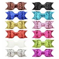 Pinces bec, coton, avec Sequin en plastique & fer, Noeud papillon, Placage de couleur platine, pour les enfants, plus de couleurs à choisir, 95mm, 10PC/lot, Vendu par lot