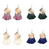 Fashion Fringe Oorbellen, Zinc Alloy, met Katoenen koord, rose goud plated, voor vrouw, meer kleuren voor de keuze, nikkel, lood en cadmium vrij, 40x85mm, Verkocht door pair