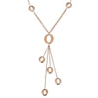 Chaîne en acier inoxydable Collier Sweater, ovale plat, Plaqué de couleur d'or rose, chaîne ovale & pour femme, 12x15mm, 18x28mm, 2mm, Vendu par Environ 30 pouce brin