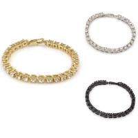 Bracciale strass, ottone, placcato, unisex & con strass, nessuno, assenza di nichel,piombo&cadmio, 4mm, Venduto per Appross. 8 pollice filo