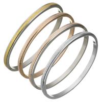 Rozsdamentes acél bangle, Stainless Steel, galvanizált, egynemű & Stardust, több színt a választás, 4mm, Belső átmérő:Kb 58x51mm, Által értékesített PC