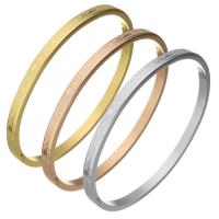 Rozsdamentes acél bangle, Stainless Steel, galvanizált, egynemű & A szív mintás, több színt a választás, 4mm, Belső átmérő:Kb 59x51mm, Által értékesített PC