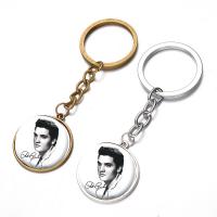 Fashion Time Gem Keychain, Zinek, s železo kroužek & Sklo, Flat Round, á, Doba gem šperky & unisex & štítek, více barev na výběr, olovo a kadmium zdarma, 28mm, Prodáno By PC