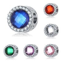 Zinklegering European Beads, Zinc Alloy, met Kristal, Rond plat, platinum plated, zonder troll & gefacetteerde & met strass, meer kleuren voor de keuze, lood en cadmium vrij, 10-15mm, Gat:Ca 4-4.5mm, 20pC's/Bag, Verkocht door Bag