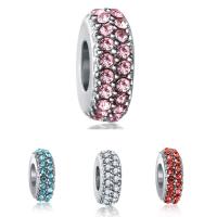 Zinklegering European Beads, Zinc Alloy, Rondelle, platinum plated, zonder troll & met strass, meer kleuren voor de keuze, lood en cadmium vrij, 6-12mm, Gat:Ca 4-4.5mm, 20pC's/Bag, Verkocht door Bag