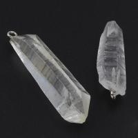 Clear Quartz Hänge, 11x33x8.5mm-15x38x2mm, Hål:Ca 2mm, 5PC/Bag, Säljs av Bag