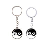 Modni Vrijeme Gem Keychain, Cink Alloy, s željezni kolut & Staklo, Stan Okrugli, pozlaćen, Vrijeme dragulj nakit & Tai Ji & bez spolne razlike & decal, više boja za izbor, dovesti i kadmija besplatno, 28mm, Prodano By PC