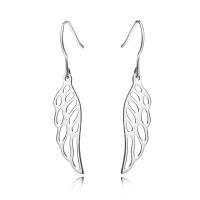 925 Sterling Silver Drop Σκουλαρίκια, Wing Shape, επιχρυσωμένο, για τη γυναίκα & κοίλος, περισσότερα χρώματα για την επιλογή, νικέλιο, μόλυβδο και κάδμιο ελεύθεροι, 8x41mm, Sold Με Ζεύγος