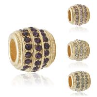 Zinklegering European Beads, Zinc Alloy, Drum, gold plated, zonder troll & met strass, meer kleuren voor de keuze, lood en cadmium vrij, 10-12mm, Gat:Ca 4-4.5mm, 20pC's/Bag, Verkocht door Bag