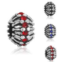 Zinklegering European Beads, Zinc Alloy, Drum, antiek zilver plated, zonder troll & met strass, meer kleuren voor de keuze, lood en cadmium vrij, 8-12mm, Gat:Ca 4-4.5mm, 20pC's/Bag, Verkocht door Bag