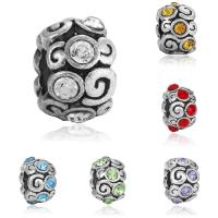 Zinklegering European Beads, Zinc Alloy, Rondelle, antiek zilver plated, zonder troll & met strass, meer kleuren voor de keuze, lood en cadmium vrij, 8-12mm, Gat:Ca 4-4.5mm, 20pC's/Bag, Verkocht door Bag