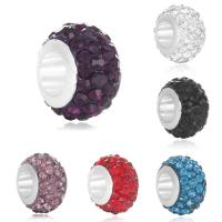 Perles European en alliage de zinc, avec argile, rondelle, Placage de couleur argentée, sans filetage, plus de couleurs à choisir, sans plomb et cadmium, 10-12mm, Trou:Environ 4-4.5mm, 20PC/sac, Vendu par sac