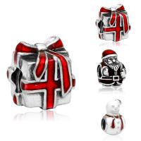 Europa Beads Weihnachten, Zinklegierung, antik silberfarben plattiert, Weihnachtsschmuck & verschiedene Stile für Wahl & ohne troll & Emaille, frei von Blei & Kadmium, 10-15mm, Bohrung:ca. 4-4.5mm, 20PCs/Tasche, verkauft von Tasche