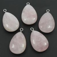 Rose Quartz Függő, -val Cink ötvözet, 24x40x9mm, Lyuk:Kb 2.5mm, Által értékesített PC