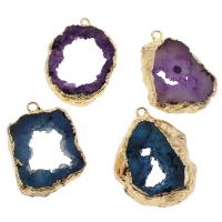 Ice Quartz Agate Pendel, med Zinc Alloy, flere farver til valg, 23x41x7mm-30x45x7mm, Hole:Ca. 2.5mm, Solgt af PC