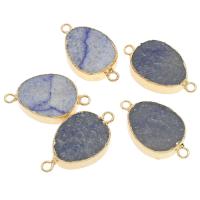 Connecteur de pierre gemme, sodalite, avec alliage de zinc, larme, boucle de 1/1, 36x20x7mm, Trou:Environ 2.5mm, Vendu par PC