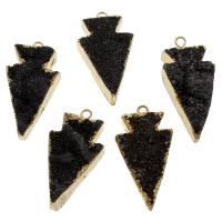 Naturliga agat Druzy hänge, Ice Kvarts Agate, med Zink Alloy, Triangle, druzy stil, 24x45x9mm, Hål:Ca 2.5mm, Säljs av PC