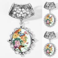 Zinc Alloy Scarf Pendant with Glass Flower antique silver color plated time gem jewelry & decal lead & cadmium free Approx 25mm Sold By PC