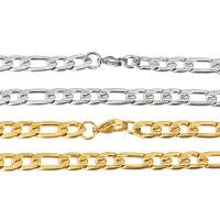 Stainless Steel Chain Ogrlica, Nehrđajući čelik, pozlaćen, bez spolne razlike & Figaro lanac, više boja za izbor, 12x7mm, 16x7mm, Prodano Per Približno 22 inčni Strand