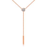 Roestvrij staal halskettingen, met 6.5cm extender keten, rose goud plated, micro pave zirconia & voor vrouw, 5.5x50mm, Per verkocht Ca 16.5 inch Strand