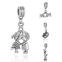 Pendentifs de style European en alliage de zinc , Plaqué de couleur d'argent, styles différents pour le choix & sans filetage, sans plomb et cadmium, 10-30mm, Trou:Environ 4-4.5mm, 20PC/sac, Vendu par sac