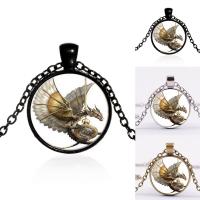 Time Gem Jewelry Necklace Zinc Alloy with iron chain & Glass with 5cm extender chain Flat Round plated Unisex & oval chain & decal lead & cadmium free 25mm Sold Per Approx 17.5 Inch Strand