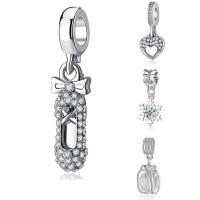 European stile Zinc Alloy pendenti, lega in zinco, placcato color platino, stili diversi per la scelta & senza filo & con strass, assenza di piombo & cadmio, 10-30mm, Foro:Appross. 4-4.5mm, 20PC/borsa, Venduto da borsa