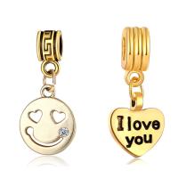 European stile Zinc Alloy pendenti, lega in zinco, placcato color oro, stili diversi per la scelta & con modello lettera & senza filo & con strass & Annerire, assenza di piombo & cadmio, 10-30mm, Foro:Appross. 4-4.5mm, 20PC/borsa, Venduto da borsa