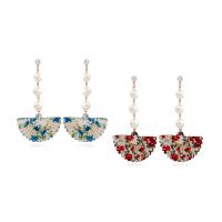 Træ Drop Earring, med ABS plastik perle & Zinc Alloy, rustfrit stål ørering indlæg, for kvinde & med rhinestone & mærkat, flere farver til valg, 98x48mm, Solgt af par