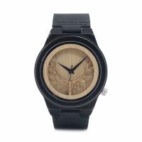 BOBOBIRD® Unisex Ur, PU, med Wooden Dial & Glas & Stainless Steel, Livsbestandig & justerbar, oprindelige farve, 45mm, 22mm, Længde Ca. 8.5 inch, Solgt af PC