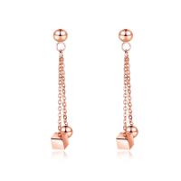 Stainless Steel Drop Earring, rosa guld farve forgyldt, med bogstavet mønster & for kvinde, 5x35mm, Solgt af par