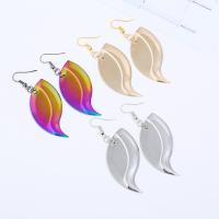 Boucles d'oreilles en alliage de zinc, fer boucle d'oreille crochet, feuille, peinture, pour femme, plus de couleurs à choisir, sans plomb et cadmium, 70mm, Vendu par paire