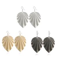 Zinc Alloy Øreringe, jern ørering krog, Leaf, forgyldt, for kvinde, flere farver til valg, bly & cadmium fri, 72x40mm, Solgt af par