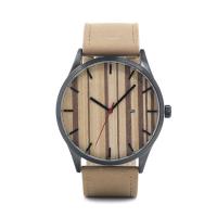 Orologio unisex BOBOBIRD®, PU, with vetro & legno & acciaio inox, nero ionica, Resistente all'acqua di vita & regolabile, 45mm, 24mm, Lunghezza Appross. 7-9 pollice, Venduto da PC