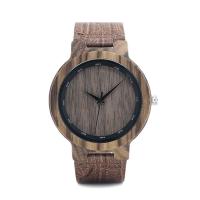 Relojes de joyería unisex BOBOBIRD®, Cuero de PU, con Vidrio & madera & acero inoxidable, chapado, Resistente al agua de la vida & unisexo & ajustable, 45mm, 22mm, longitud aproximado 7.5-9 Inch, Vendido por UD