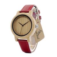 BOBOBIRD® Unisex Ur, PU, med Wooden Dial & Glas & Stainless Steel, Livsbestandig & justerbar, oprindelige farve, 38mm, 14.5mm, Længde Ca. 6.5-8.5 inch, Solgt af PC