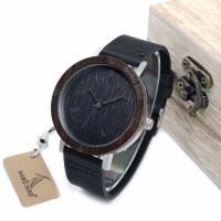 BOBOBIRD® Unisex Ur, PU, med Wooden Dial & Glas & Stainless Steel, Livsbestandig & justerbar, oprindelige farve, 43mm, 20mm, Længde Ca. 9.5 inch, Solgt af PC