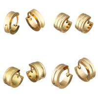 Huggie Anneau d'oreille, acier inoxydable, Placage de couleur d'or, styles différents pour le choix & pour femme, 12pairescouple/lot, Vendu par lot