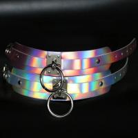 Mode Choker halsband, PU, med Zink Alloy, plated, Laser & justerbar & för kvinna, fler färger för val, nickel, bly och kadmium gratis, 44mm, Såld Per Ca 16 inch Strand